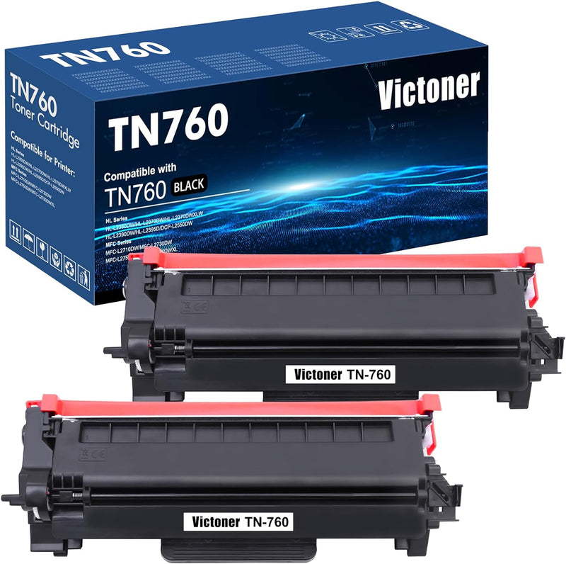 TN760 Toner Cartridge 2 Pack : High-Yield Black Multipack Compatible for Brother TN-760 TN730 TN-760 TN-730 TN 760 730 DCP-L2550DW HL-L2390DW MFC-L2710DW MFC-L2750DW MFC-L2730DW Printer