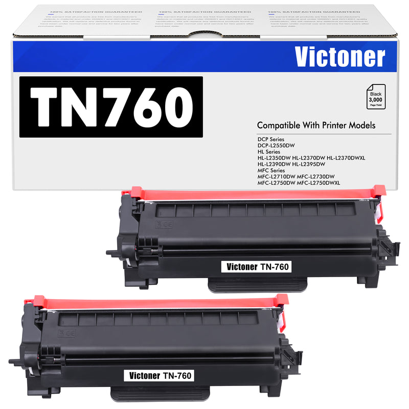 TN-760 TN760 2 Packs High-Yield Black Toner Cartridge Multipack Compatible for Brother TN760 TN730 TN-760 TN-730 TN 760 730 DCP-L2550DW HL-L2390DW MFC-L2710DW MFC-L2750DW MFC-L2730DW Printer