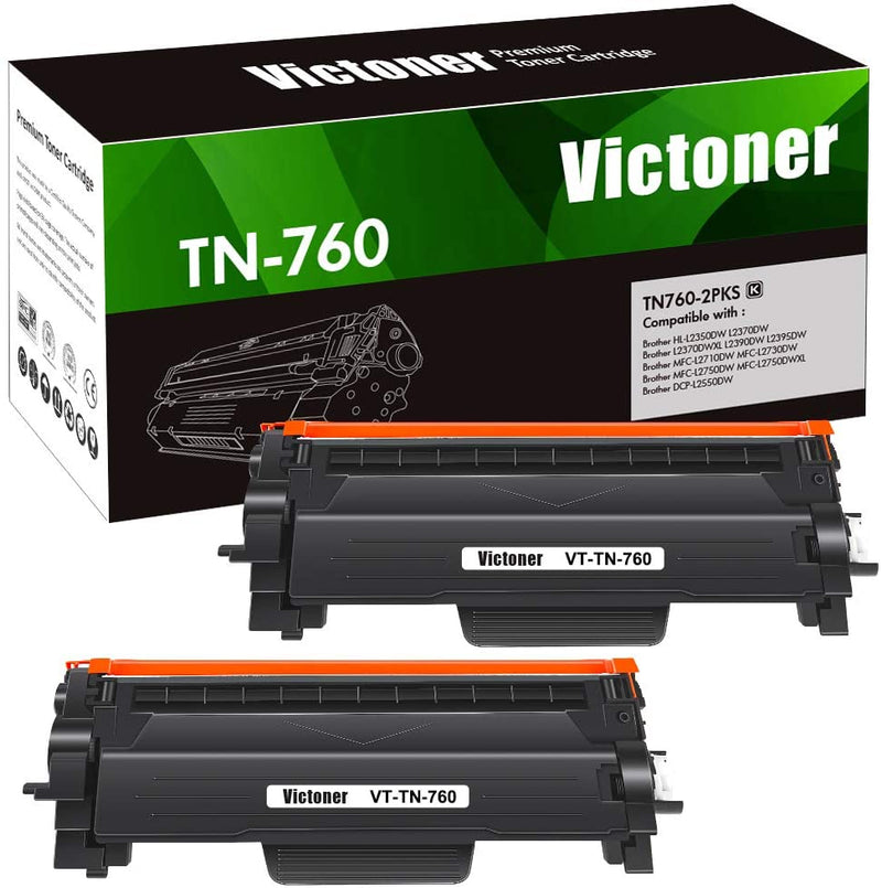 2PK High Yield TN760 Toner Cartridge For Brother MFC-L2710DW L2395DW  HL-L2370DW