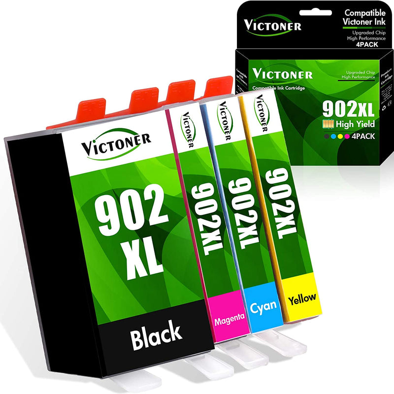 Victoner Compatible Ink Cartridge Replacement for HP 902XL 902 XL Ink Cartridge to use with HP Officejet Pro 6978 6968 6962 6958 6970 HP 902 Ink Cartridges Printer (Black Cyan Magenta Yellow 4-Pack)
